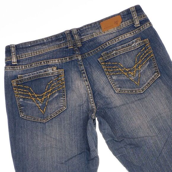 Vigoss Capri Jeans Juniors 7 Low Rise Distressed Cuffed Blue Denim Stretch 32x19 - Picture 4 of 12